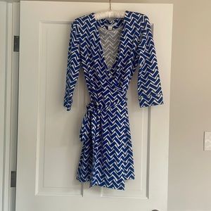 DVF blue & white classic wrap dress